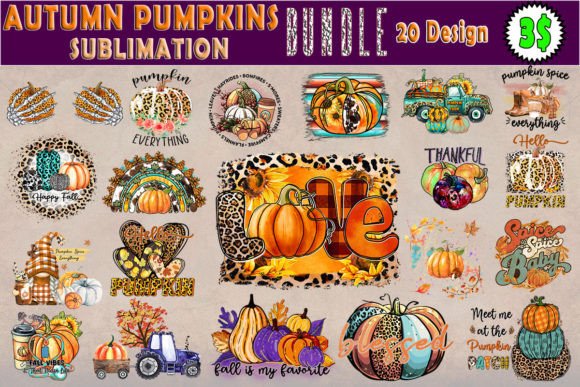 Autumn Pumpkins Bundle for Crafts & Graphics
