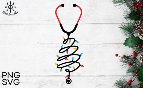 Christmas Stethoscope Nurse Svg: Graphics for T-Shirt Designs