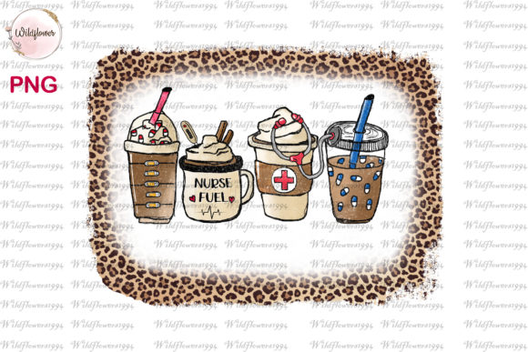 Nurse Coffee Leopard PNG: Graphics for Crafts