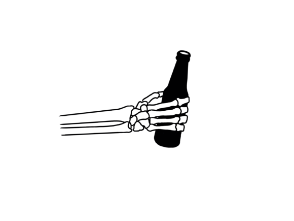 Skeleton Holding Beer Bottle: Graphics for Crafts