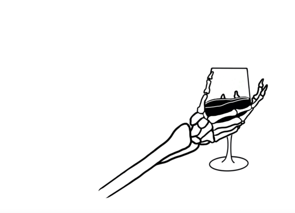 Skeleton Holding Wine: Graphics for Crafts