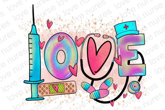 Valentines Love Nursing Sublimation Graphics for Crafts